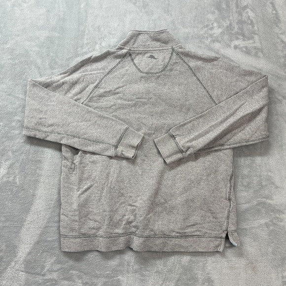 Tommy Bahama Sweatshirt Mens Medium Gray Long Sleeve Metal 1/4 Snap Pullover - Picture 2 of 7